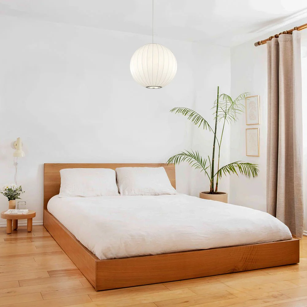 Single White Fabric Pendant Light - Image 4