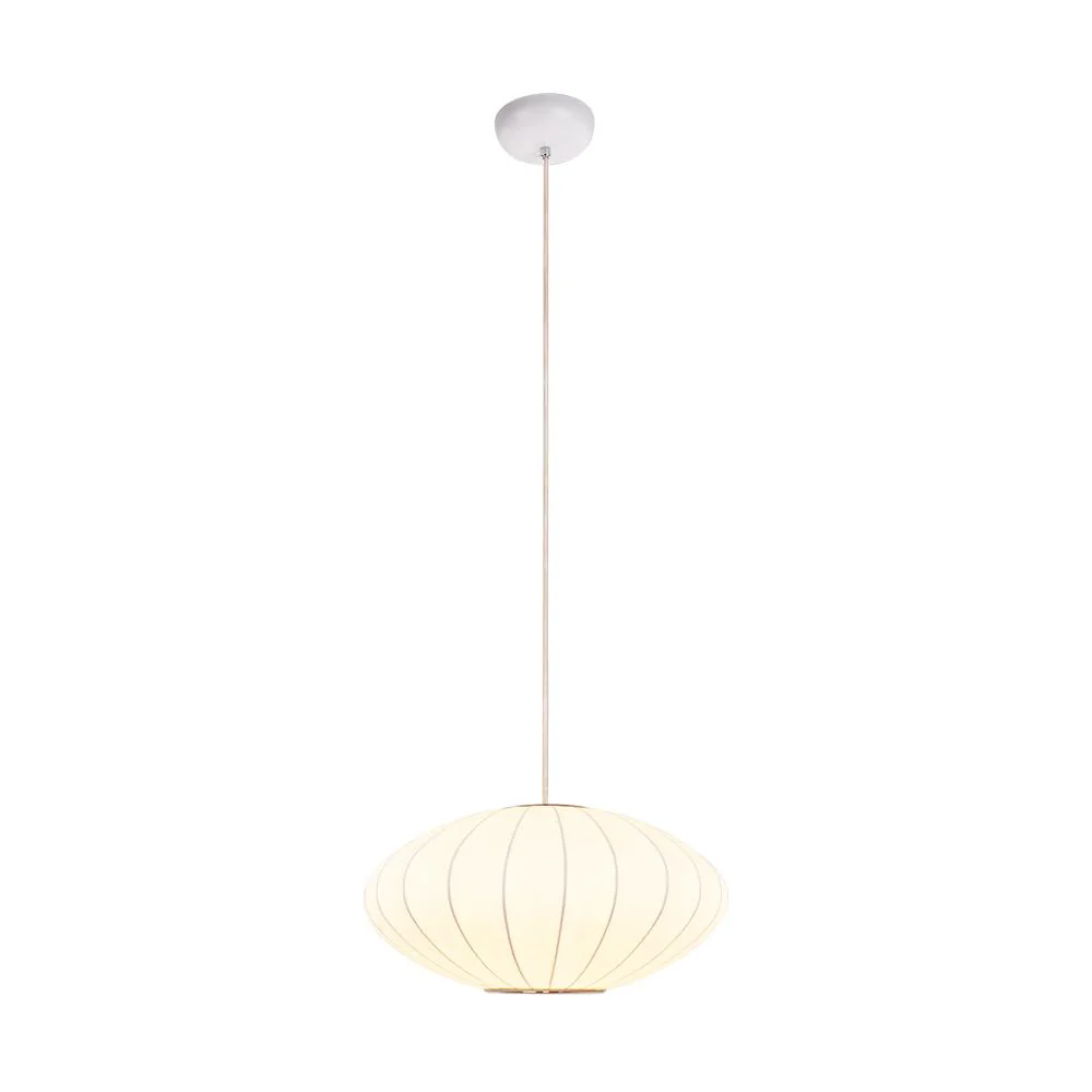 Single White Fabric Pendant Light - Image 5