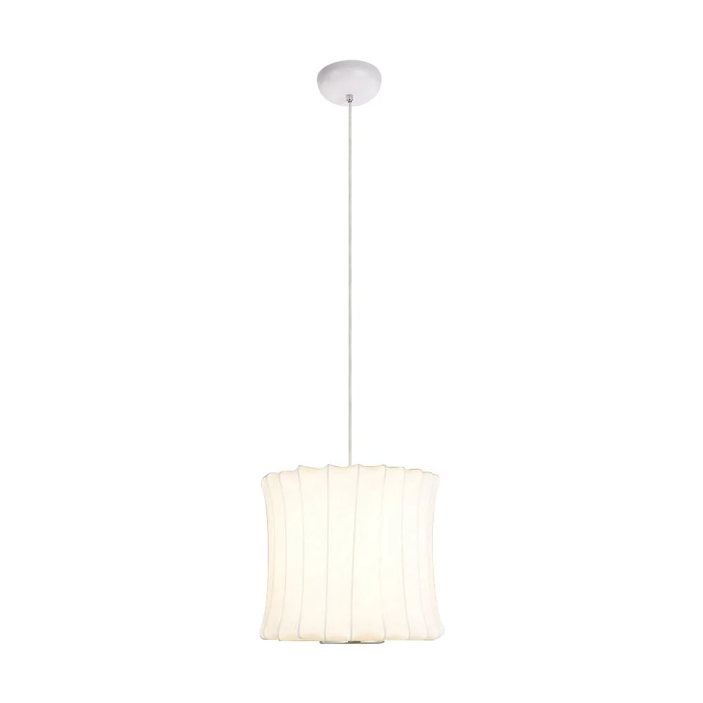 Single White Fabric Pendant Light - Image 7