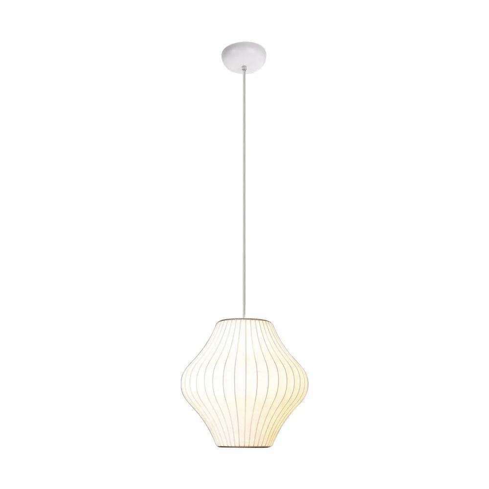 Single White Fabric Pendant Light - Image 8