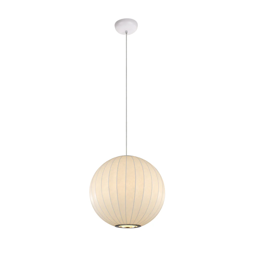 Single White Fabric Pendant Light - Image 9