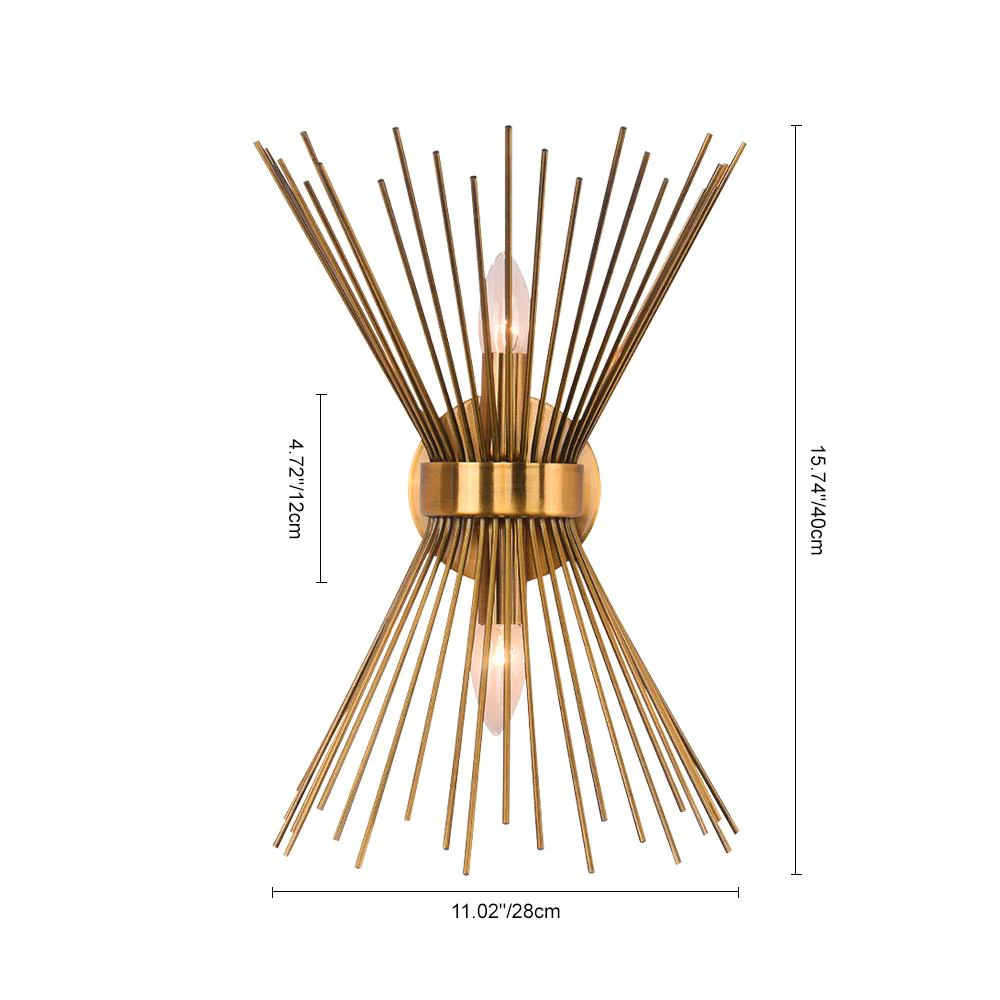 Mid-century Modern Starburst Brass Wall Sconce - Image 11