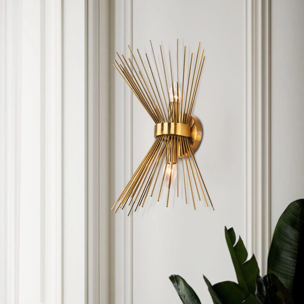 Mid-century Modern Starburst Brass Wall Sconce - Image 4