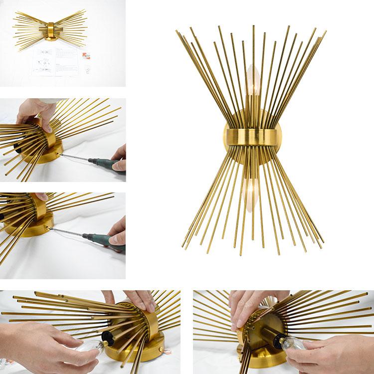 Mid-century Modern Starburst Brass Wall Sconce - Image 5