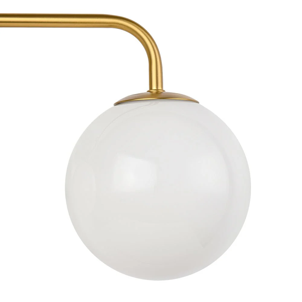 Mid-century Shine Opal Glass Globe Brass Vanity Light - Image 16
