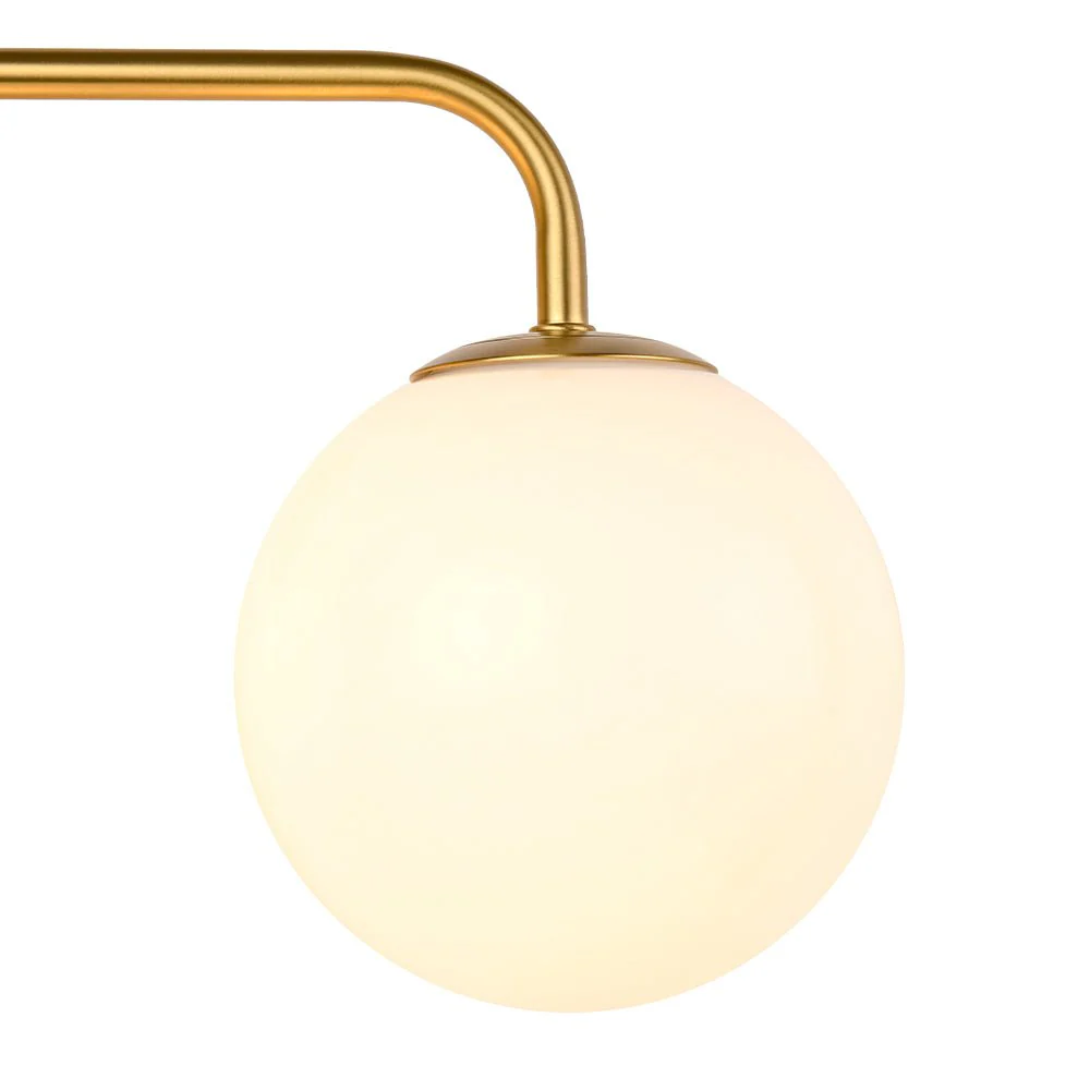Mid-century Shine Opal Glass Globe Brass Vanity Light - Image 17