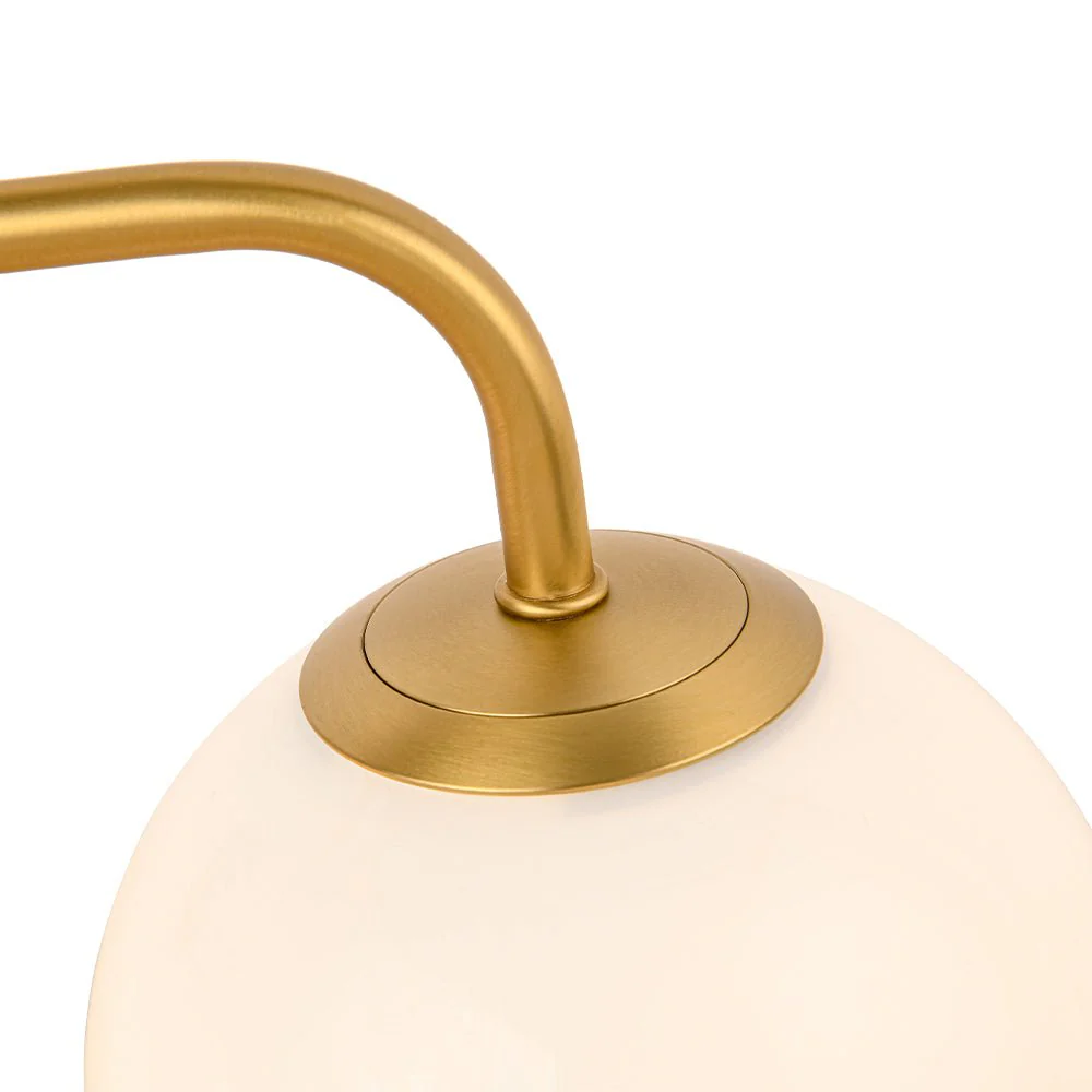 Mid-century Shine Opal Glass Globe Brass Vanity Light - Image 18