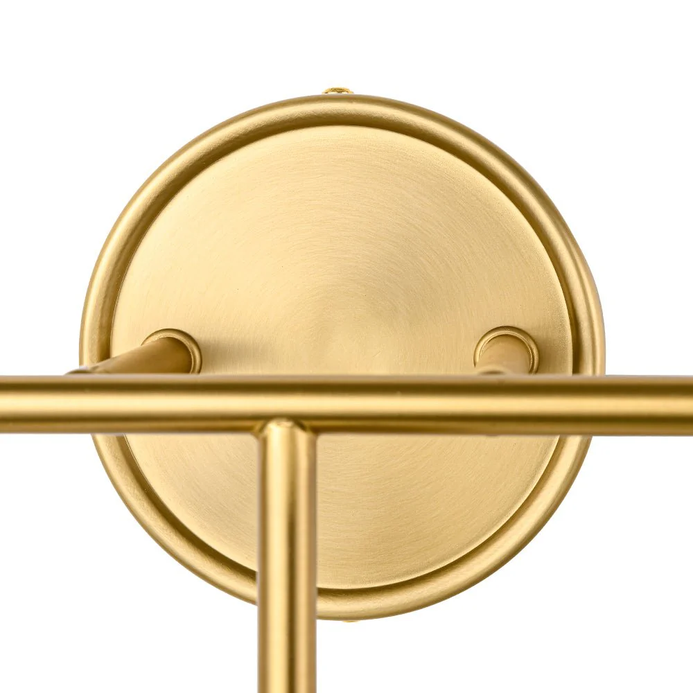 Mid-century Shine Opal Glass Globe Brass Vanity Light - Image 19