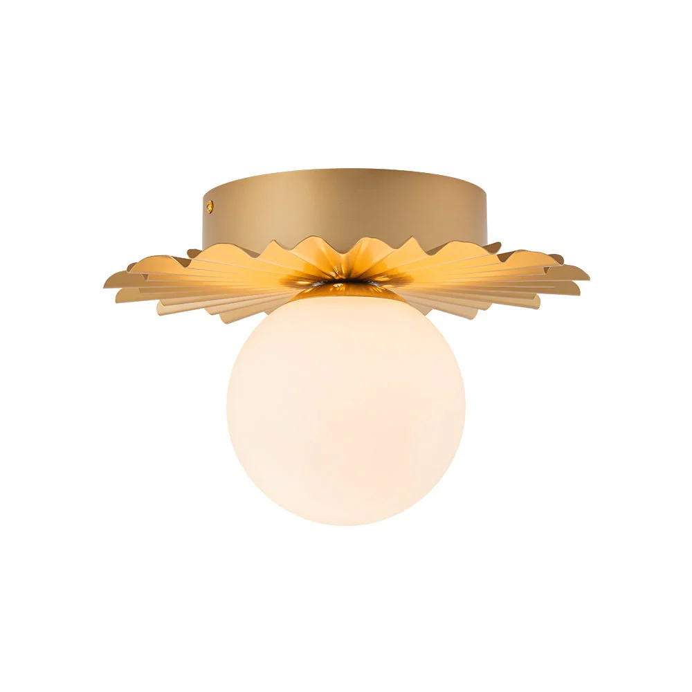 Mid-Century Sunburst 1-Light Opal Glass Globe Ceiling Light - Image 10