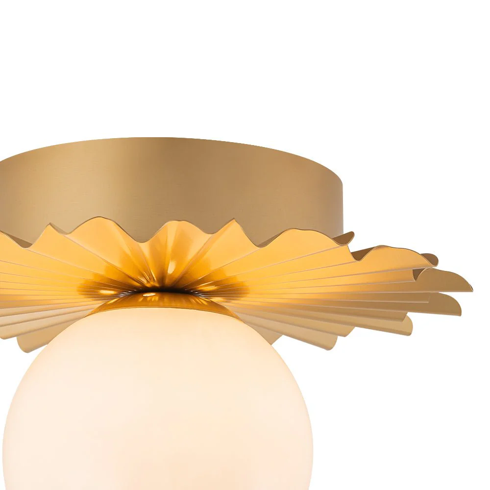 Mid-Century Sunburst 1-Light Opal Glass Globe Ceiling Light - Image 12