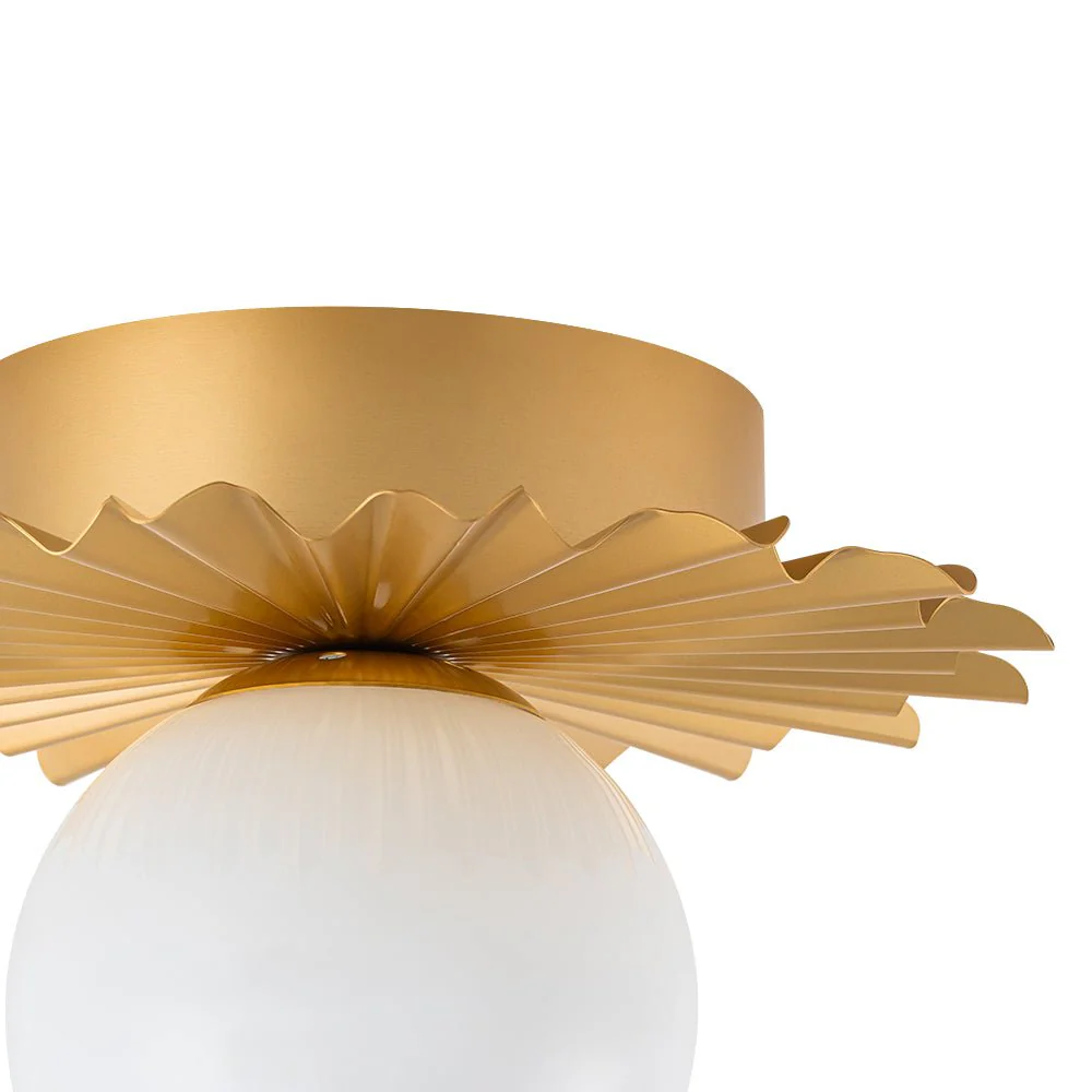 Mid-Century Sunburst 1-Light Opal Glass Globe Ceiling Light - Image 13