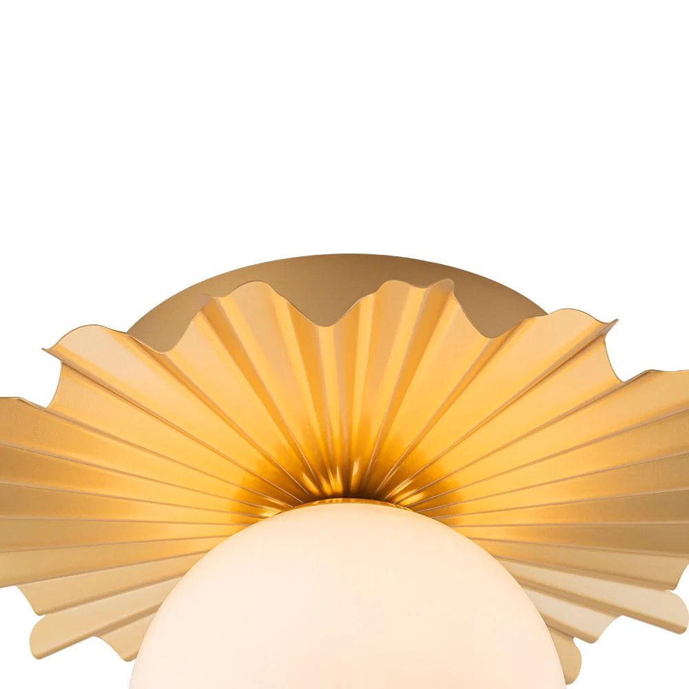 Mid-Century Sunburst 1-Light Opal Glass Globe Ceiling Light - Image 14