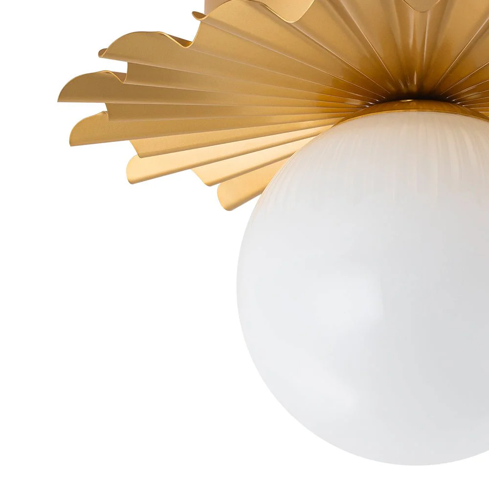 Mid-Century Sunburst 1-Light Opal Glass Globe Ceiling Light - Image 15