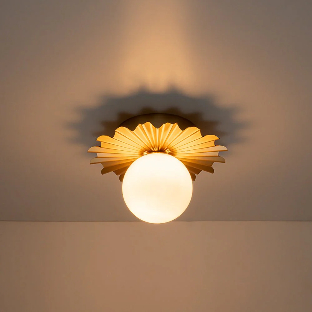 Mid-Century Sunburst 1-Light Opal Glass Globe Ceiling Light - Image 3