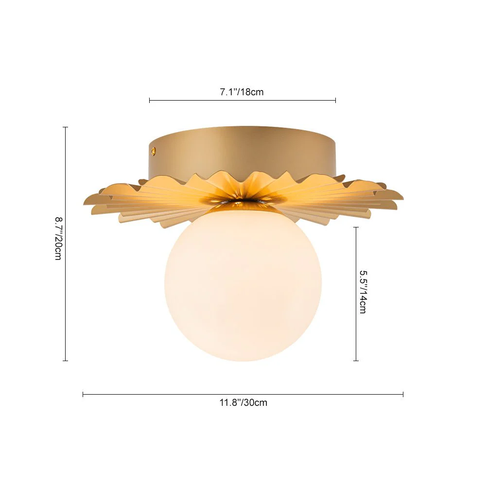 Mid-Century Sunburst 1-Light Opal Glass Globe Ceiling Light - Image 6