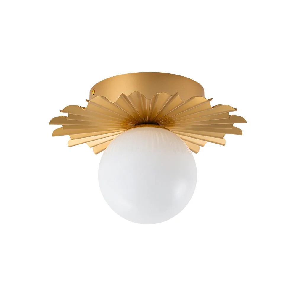 Mid-Century Sunburst 1-Light Opal Glass Globe Ceiling Light - Image 7