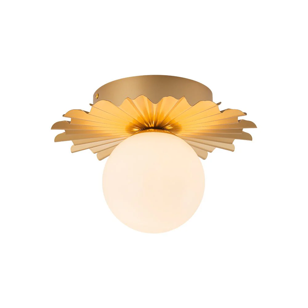 Mid-Century Sunburst 1-Light Opal Glass Globe Ceiling Light - Image 8