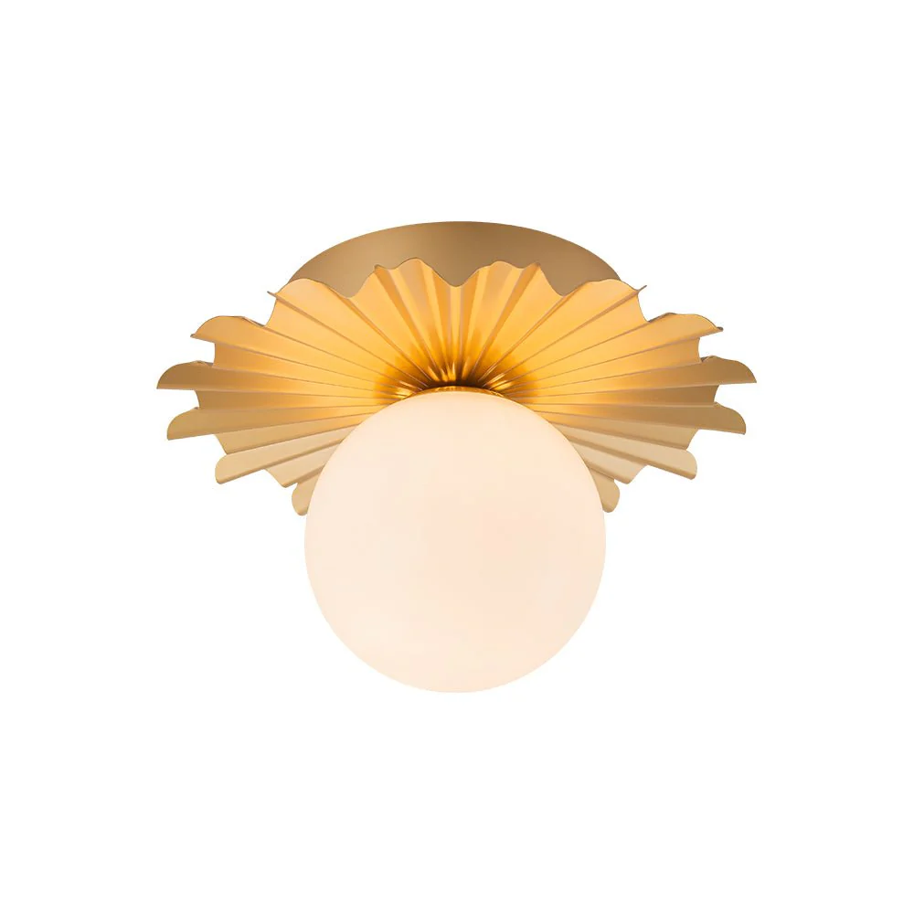 Mid-Century Sunburst 1-Light Opal Glass Globe Ceiling Light - Image 9