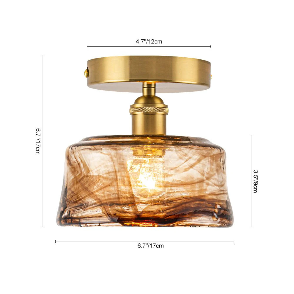 Mini 1-Light Amber Swirl Glass Shade Semi Flush Mount - Image 10