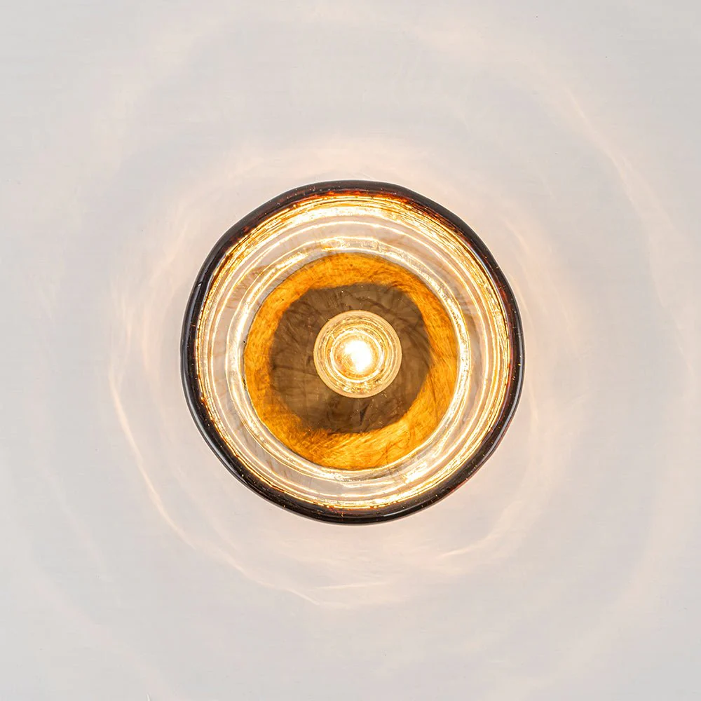 Mini 1-Light Amber Swirl Glass Shade Semi Flush Mount - Image 11