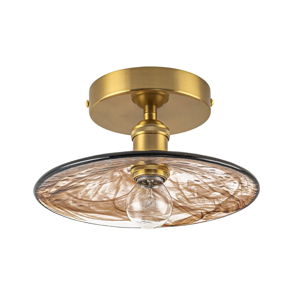 Mini 1-Light Amber Swirl Glass Shade Semi Flush Mount - Image 14