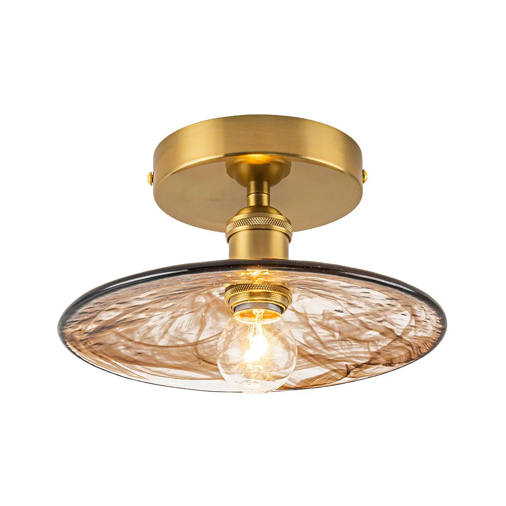 Mini 1-Light Amber Swirl Glass Shade Semi Flush Mount - Image 15