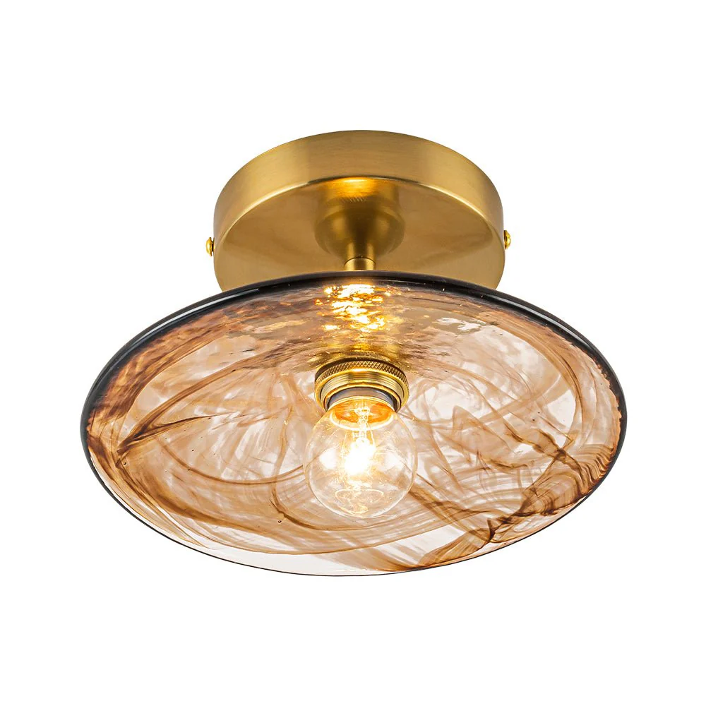 Mini 1-Light Amber Swirl Glass Shade Semi Flush Mount - Image 16