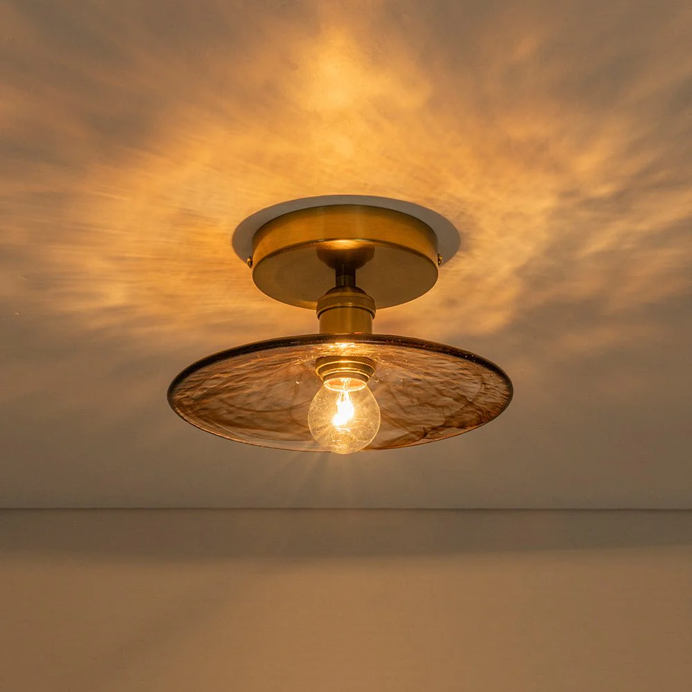 Mini 1-Light Amber Swirl Glass Shade Semi Flush Mount - Image 17