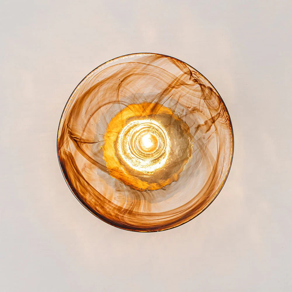 Mini 1-Light Amber Swirl Glass Shade Semi Flush Mount - Image 19