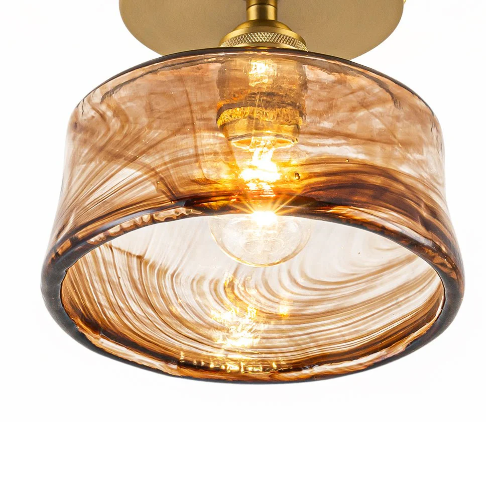 Mini 1-Light Amber Swirl Glass Shade Semi Flush Mount - Image 21
