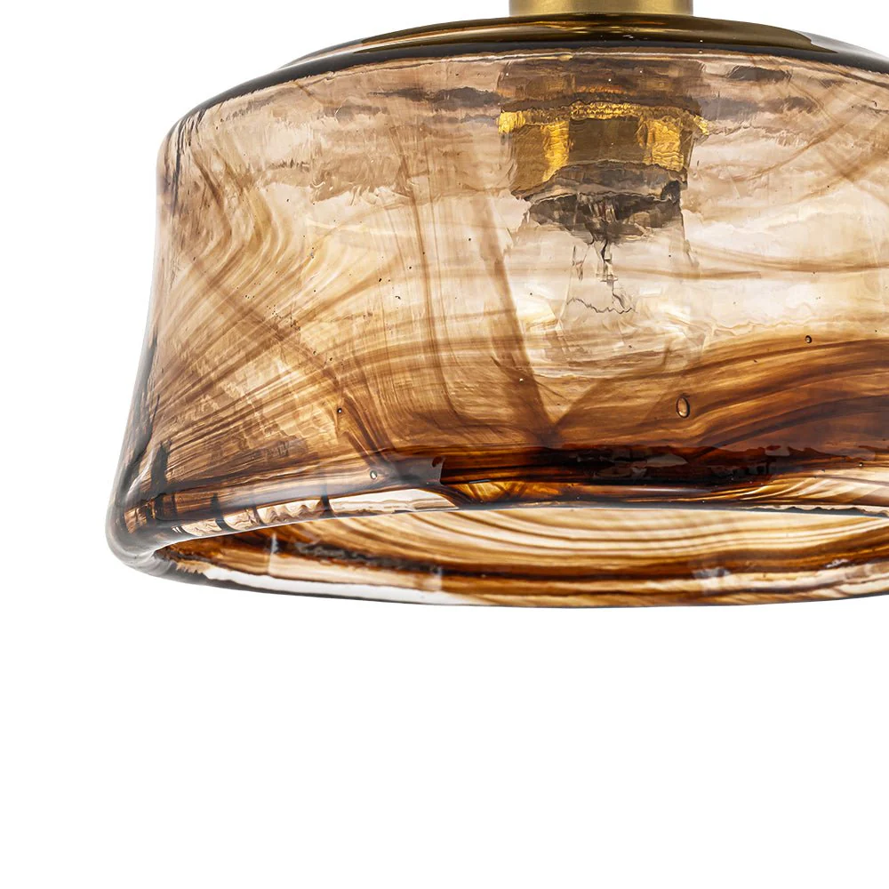 Mini 1-Light Amber Swirl Glass Shade Semi Flush Mount - Image 22