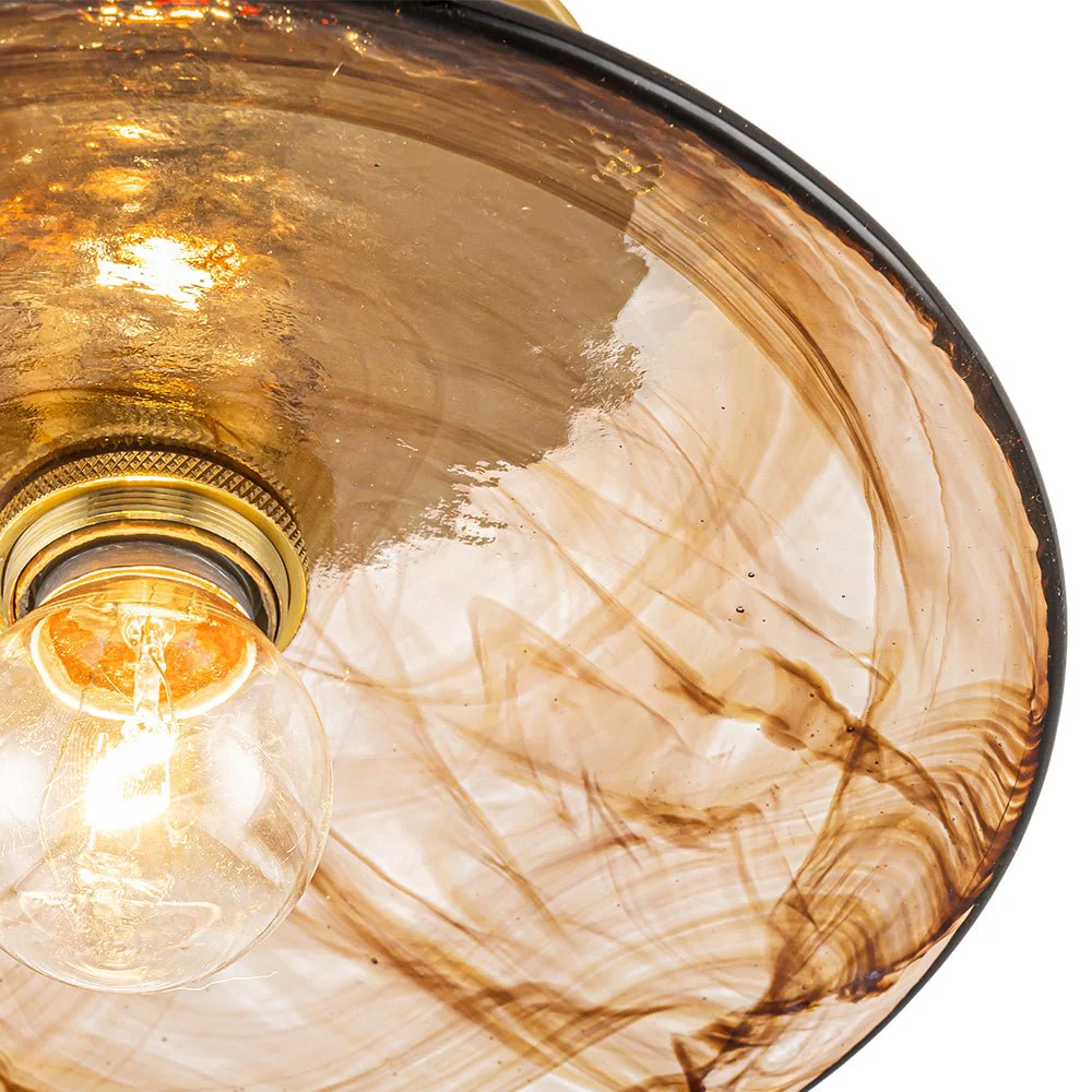 Mini 1-Light Amber Swirl Glass Shade Semi Flush Mount - Image 23