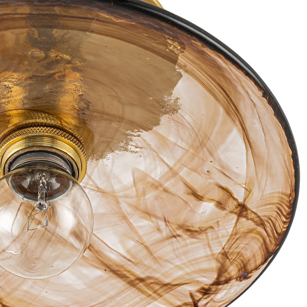 Mini 1-Light Amber Swirl Glass Shade Semi Flush Mount - Image 24
