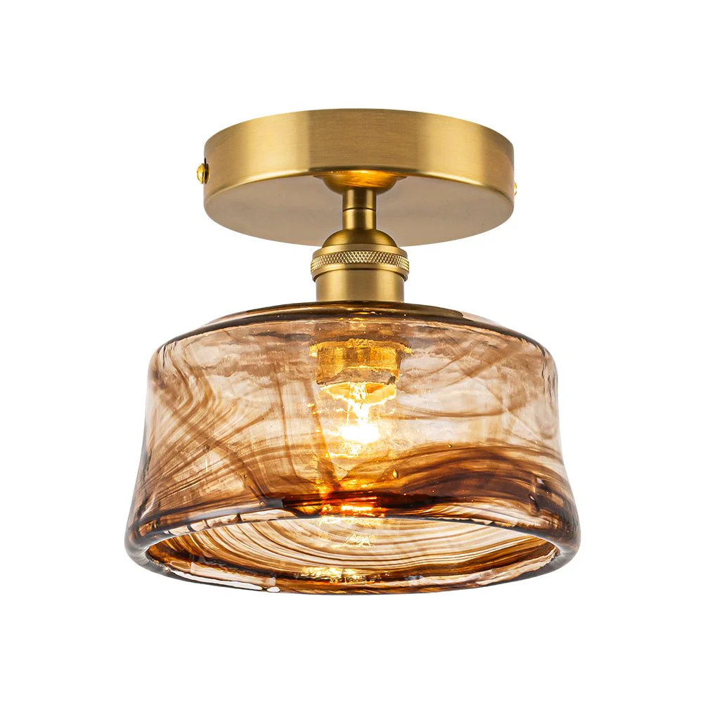 Mini 1-Light Amber Swirl Glass Shade Semi Flush Mount - Image 5