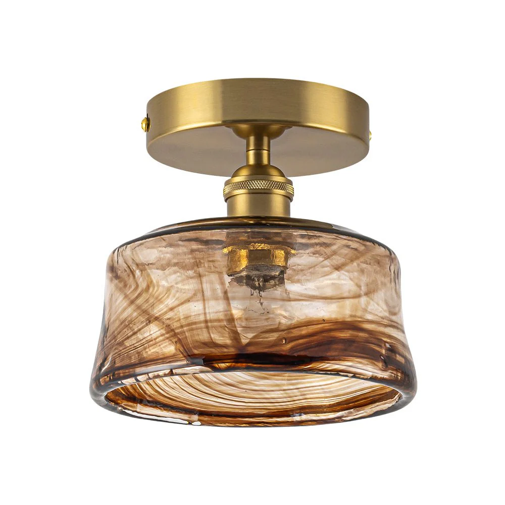 Mini 1-Light Amber Swirl Glass Shade Semi Flush Mount - Image 6