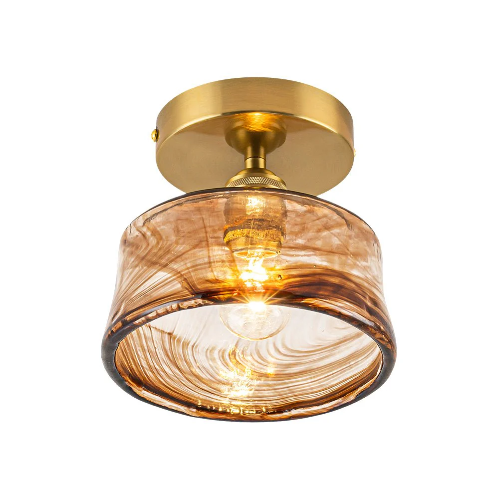 Mini 1-Light Amber Swirl Glass Shade Semi Flush Mount - Image 7