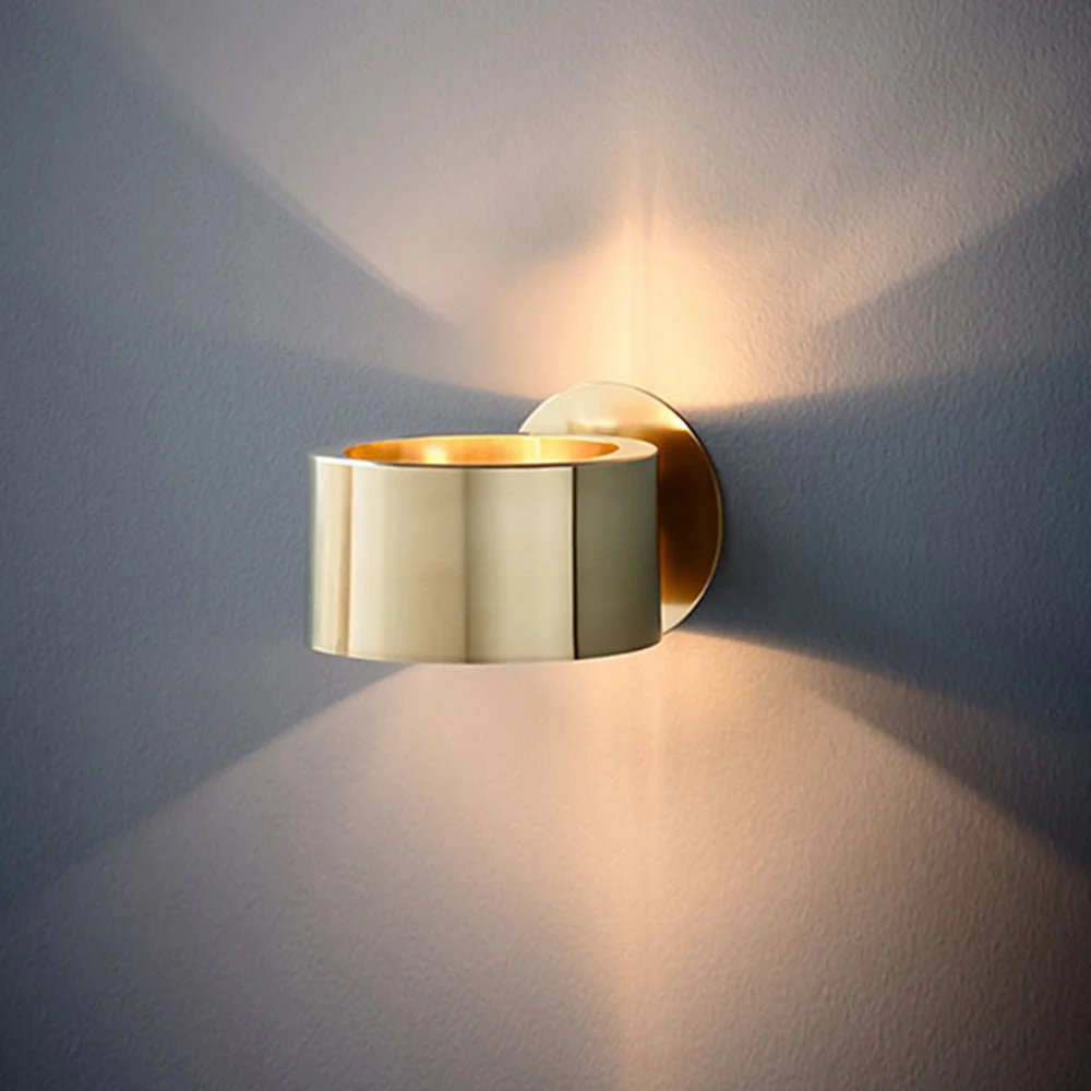 Minimalist 1-Light Brass Drum Wall Light - Image 5