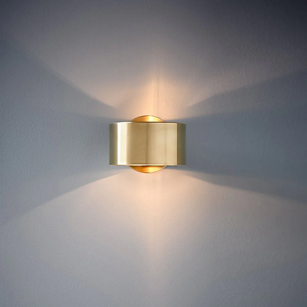 Minimalist 1-Light Brass Drum Wall Light - Image 6