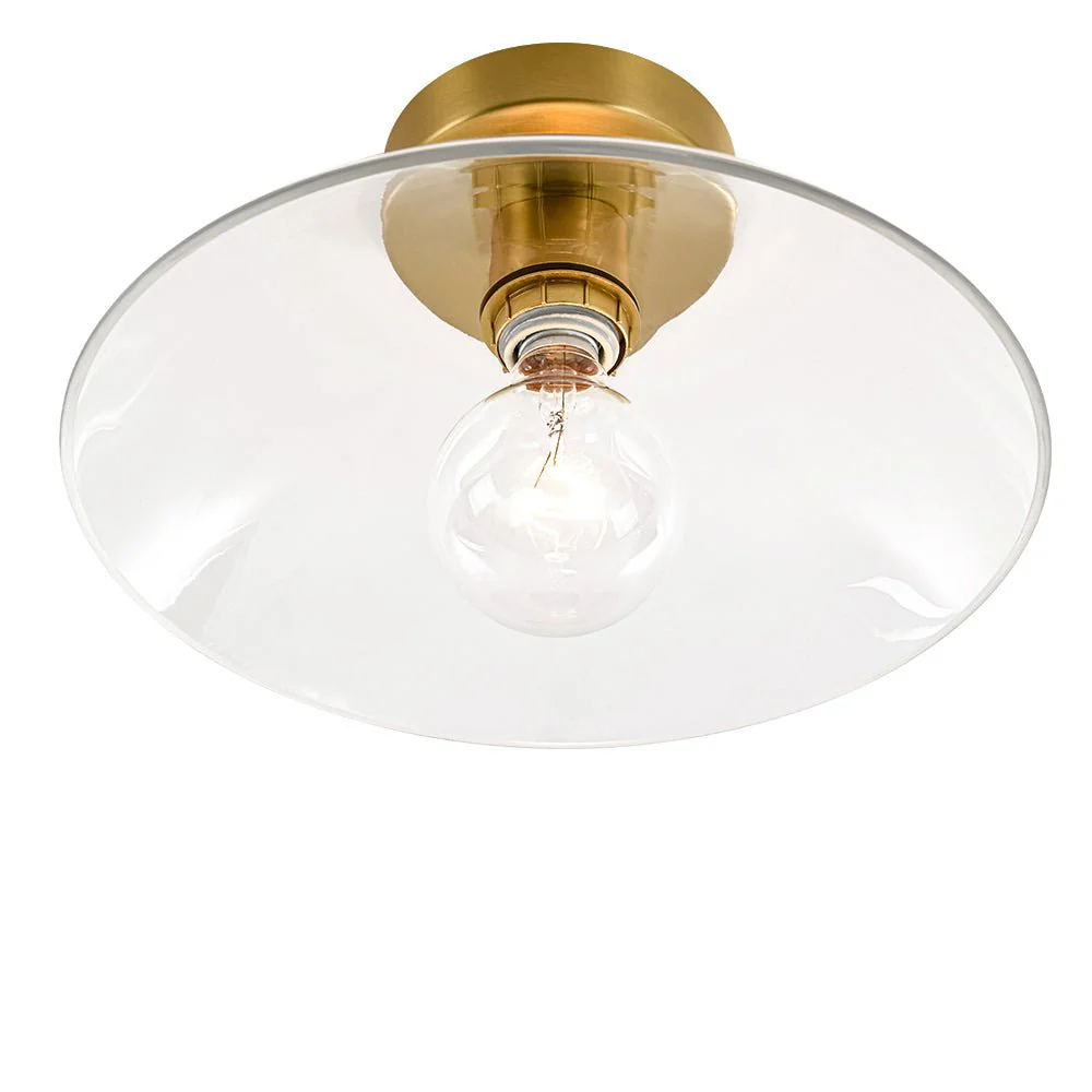 Minimalist 1-Light Clear Glass Saucer Semi Flush Mount - Image 10