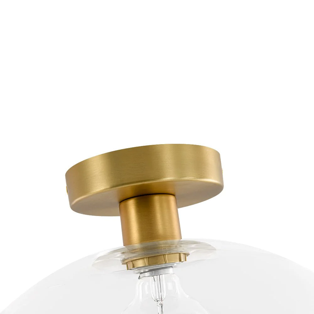 Minimalist 1-Light Clear Glass Saucer Semi Flush Mount - Image 11