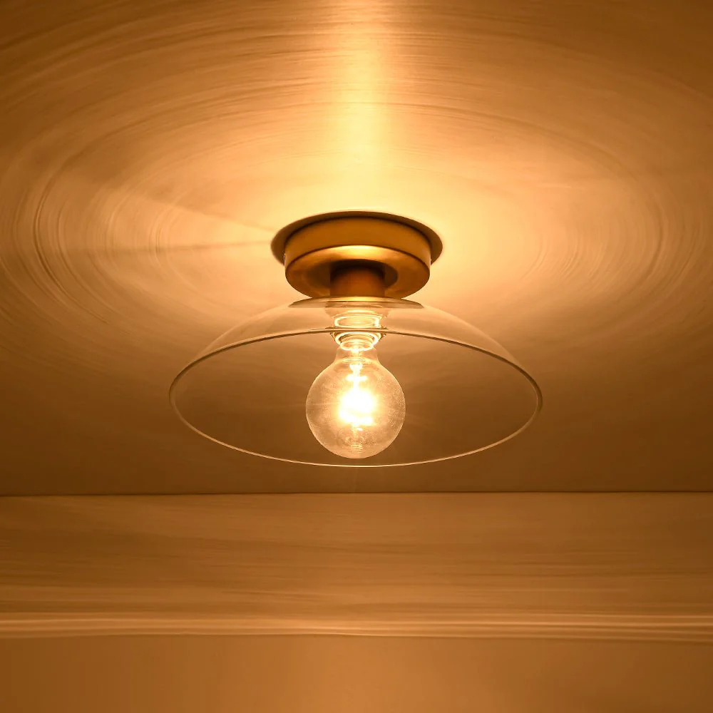 Minimalist 1-Light Clear Glass Saucer Semi Flush Mount - Image 12
