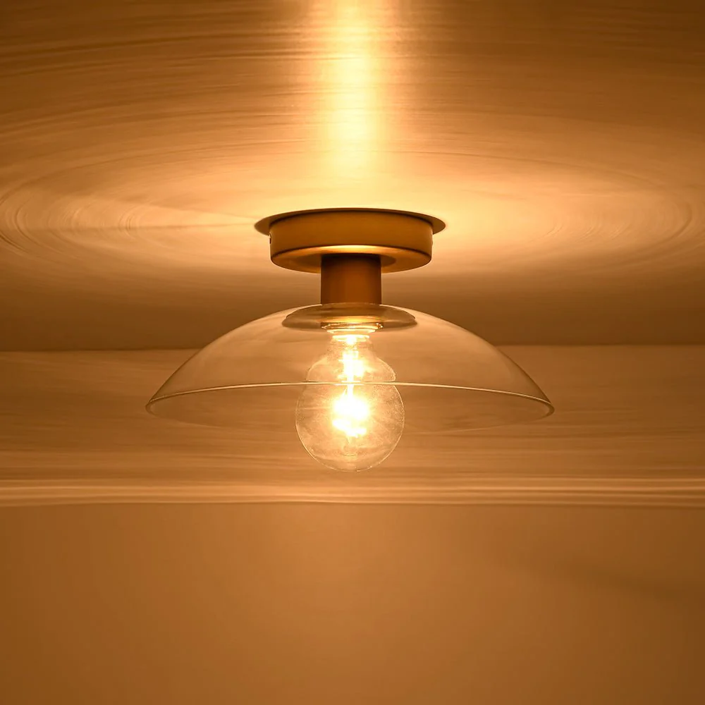 Minimalist 1-Light Clear Glass Saucer Semi Flush Mount - Image 13