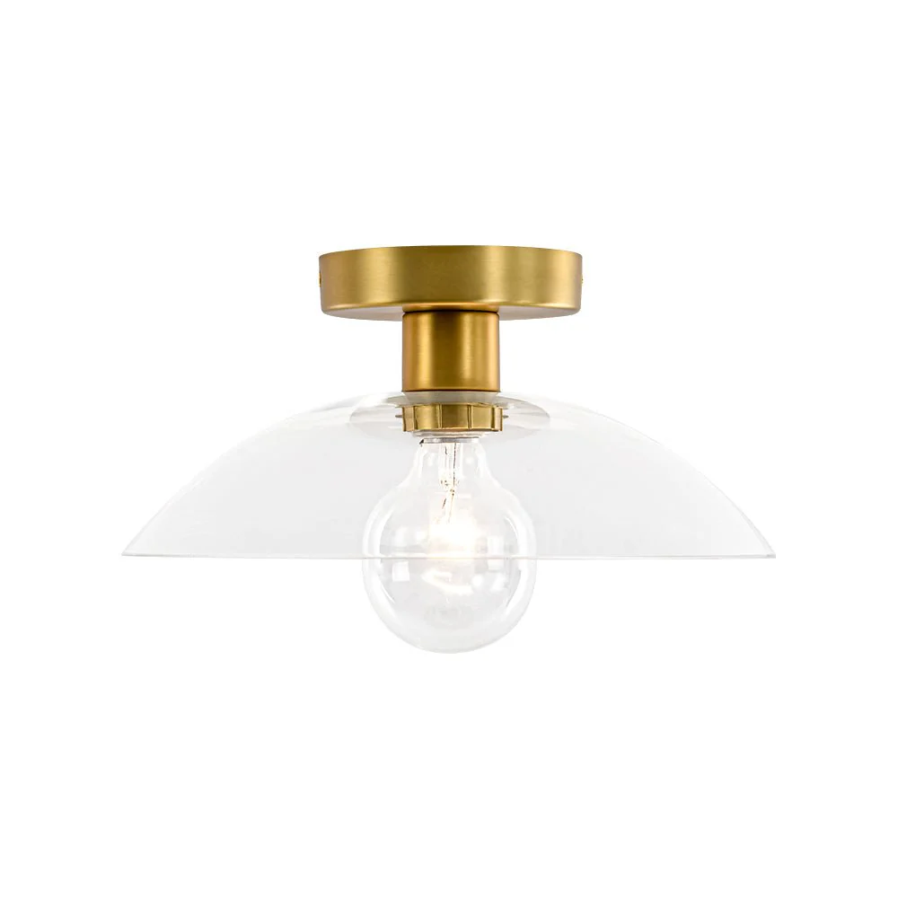 Minimalist 1-Light Clear Glass Saucer Semi Flush Mount - Image 3