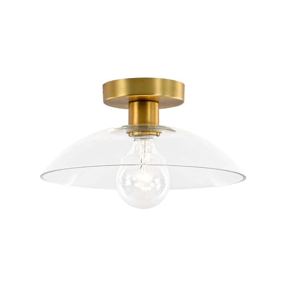 Minimalist 1-Light Clear Glass Saucer Semi Flush Mount - Image 5