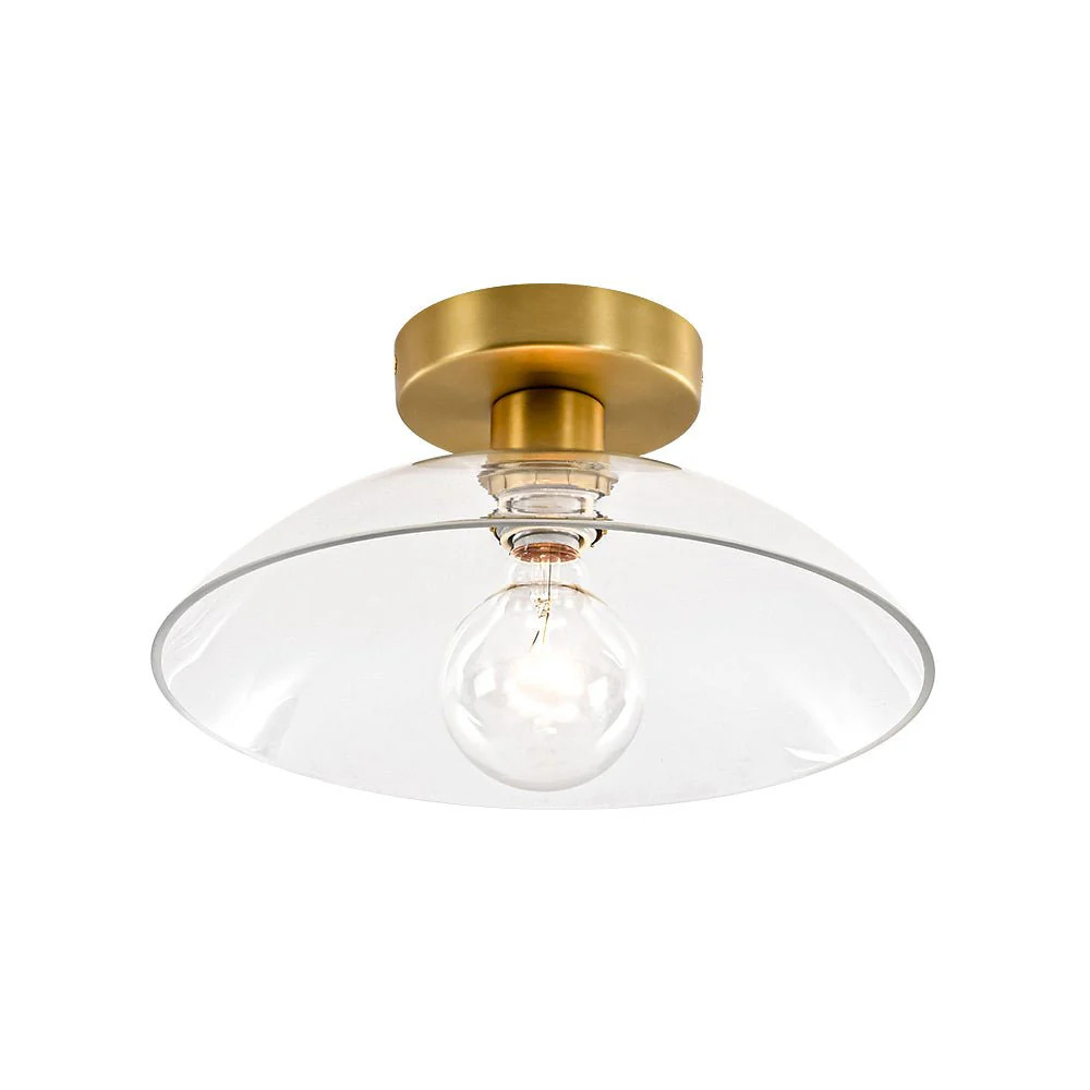 Minimalist 1-Light Clear Glass Saucer Semi Flush Mount - Image 6