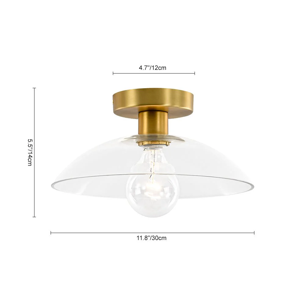 Minimalist 1-Light Clear Glass Saucer Semi Flush Mount - Image 7