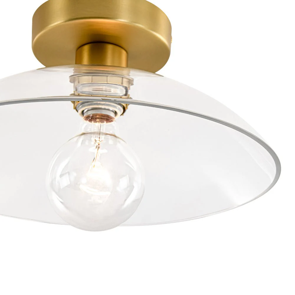 Minimalist 1-Light Clear Glass Saucer Semi Flush Mount - Image 9