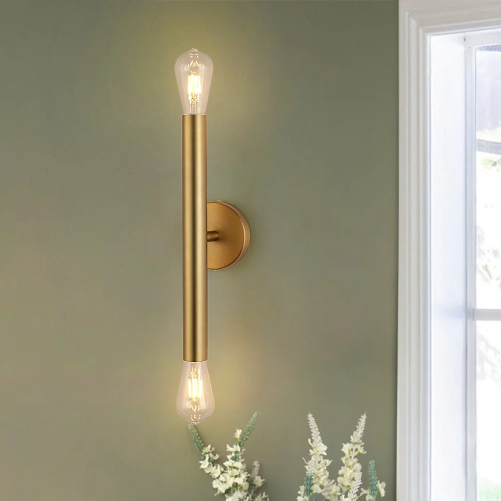 Minimalist 2-Light Linear Tube Vanity Wall Sconce - Image 2