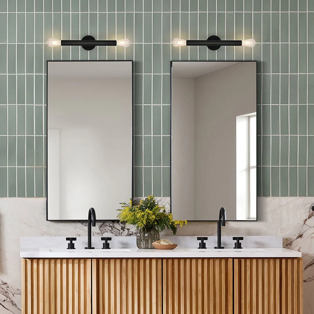 Minimalist 2-Light Linear Tube Vanity Wall Sconce - Image 4