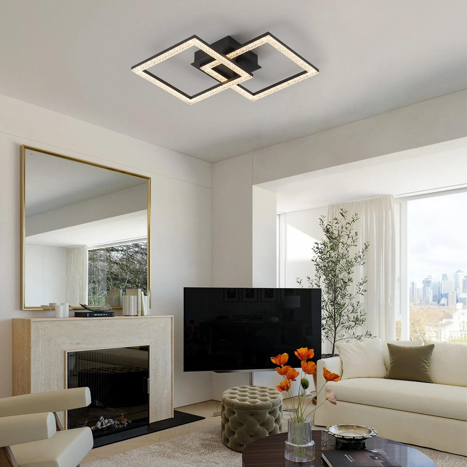 Minimalist 2-light Square Dimmable LED Semi Flush Mount - Image 2